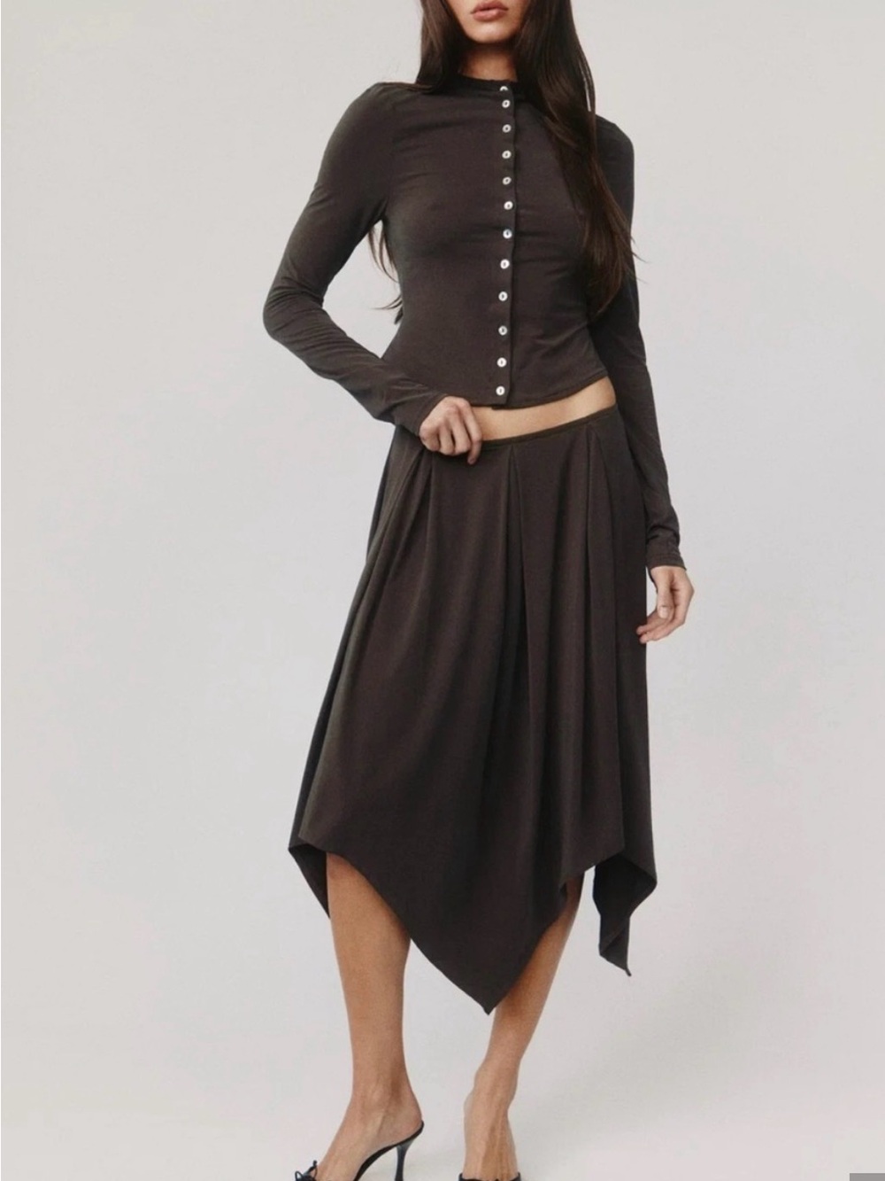With Jean Asymmetric Midi Skirt